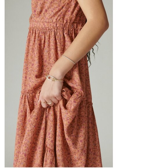 Lucky Brand Paisley Tiered Maxi Dress, XL, Coral - Picture 4 of 5